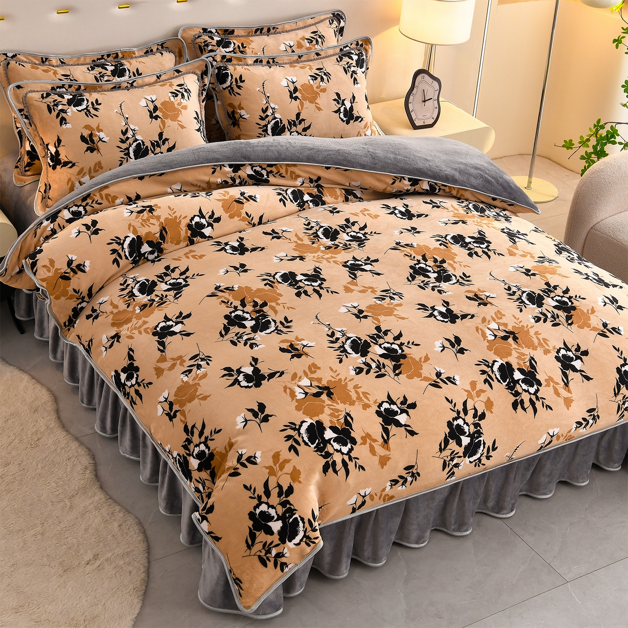 91家纺网 家纺一手货源 找家纺 曼尼家纺 2025新款7斤高克重牛奶绒四件套 柔暖棉花