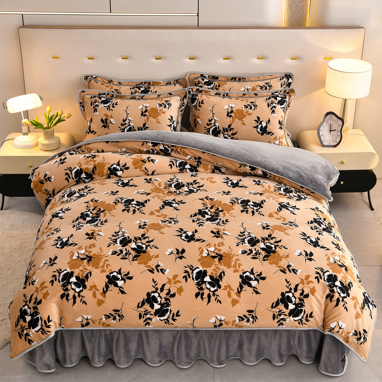 91家纺网 家纺一手货源 找家纺 曼尼家纺 2025新款7斤高克重牛奶绒四件套 柔暖棉花