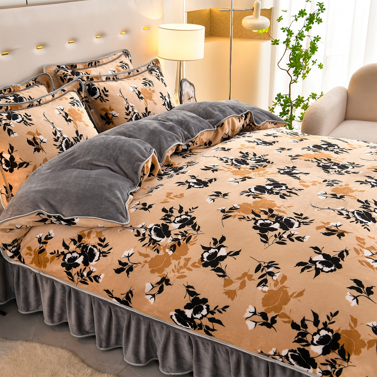 91家纺网 家纺一手货源 找家纺 曼尼家纺 2025新款7斤高克重牛奶绒四件套 柔暖棉花