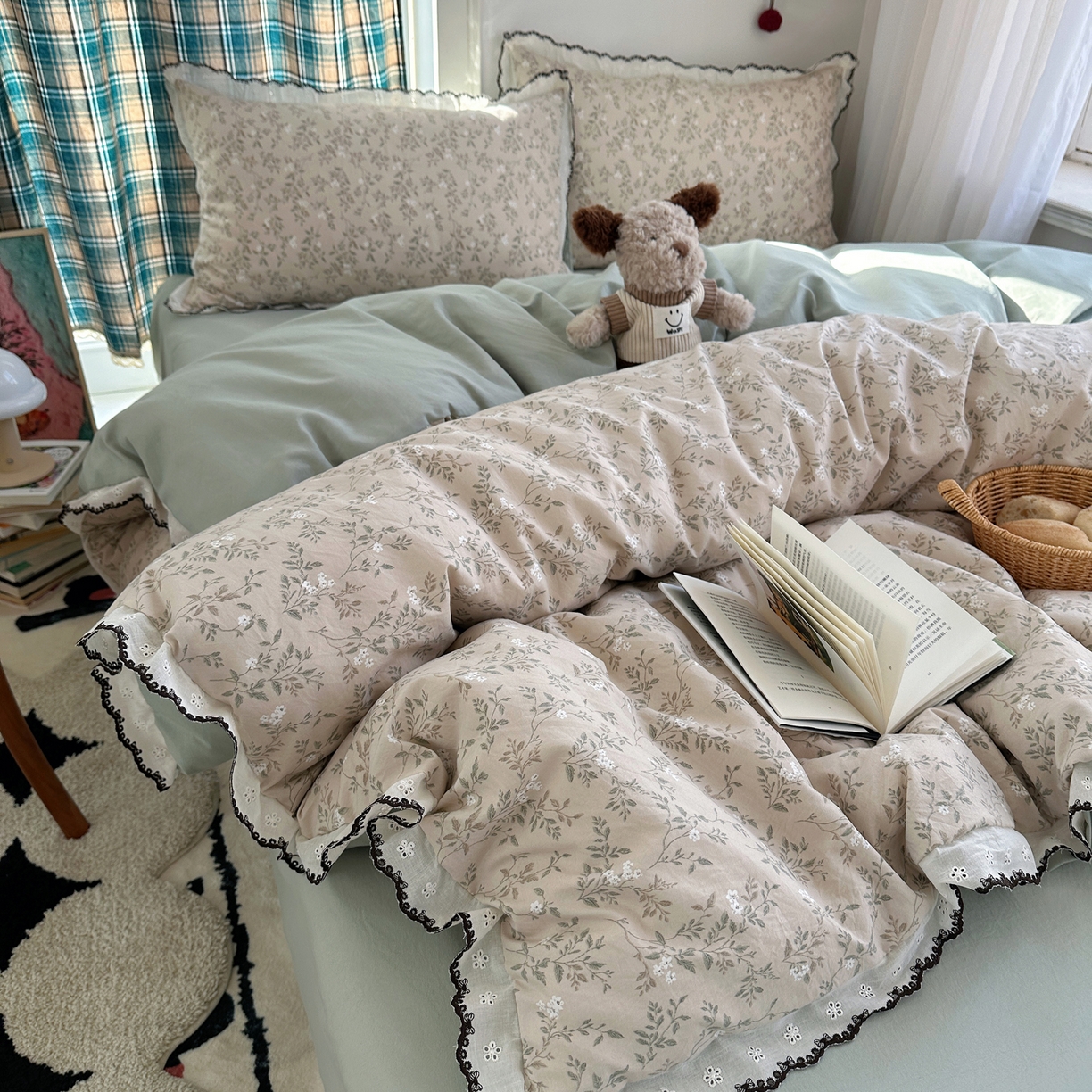 91家纺网 家纺一手货源 找家纺 （总）凯洛奇 2026新款仿棉古法水洗棉复古法式花边四件套