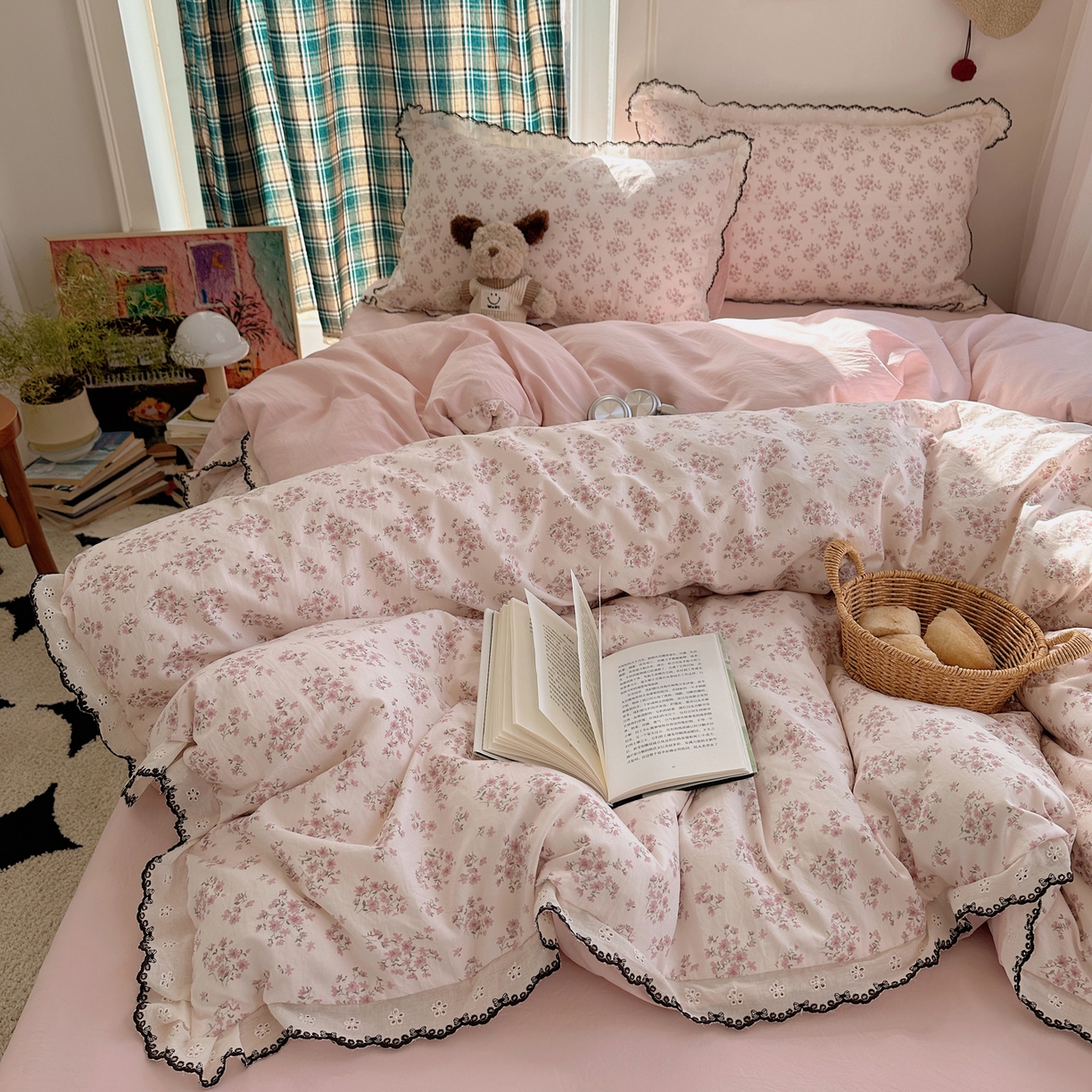 91家纺网 家纺一手货源 找家纺 （总）凯洛奇 2026新款仿棉古法水洗棉复古法式花边四件套