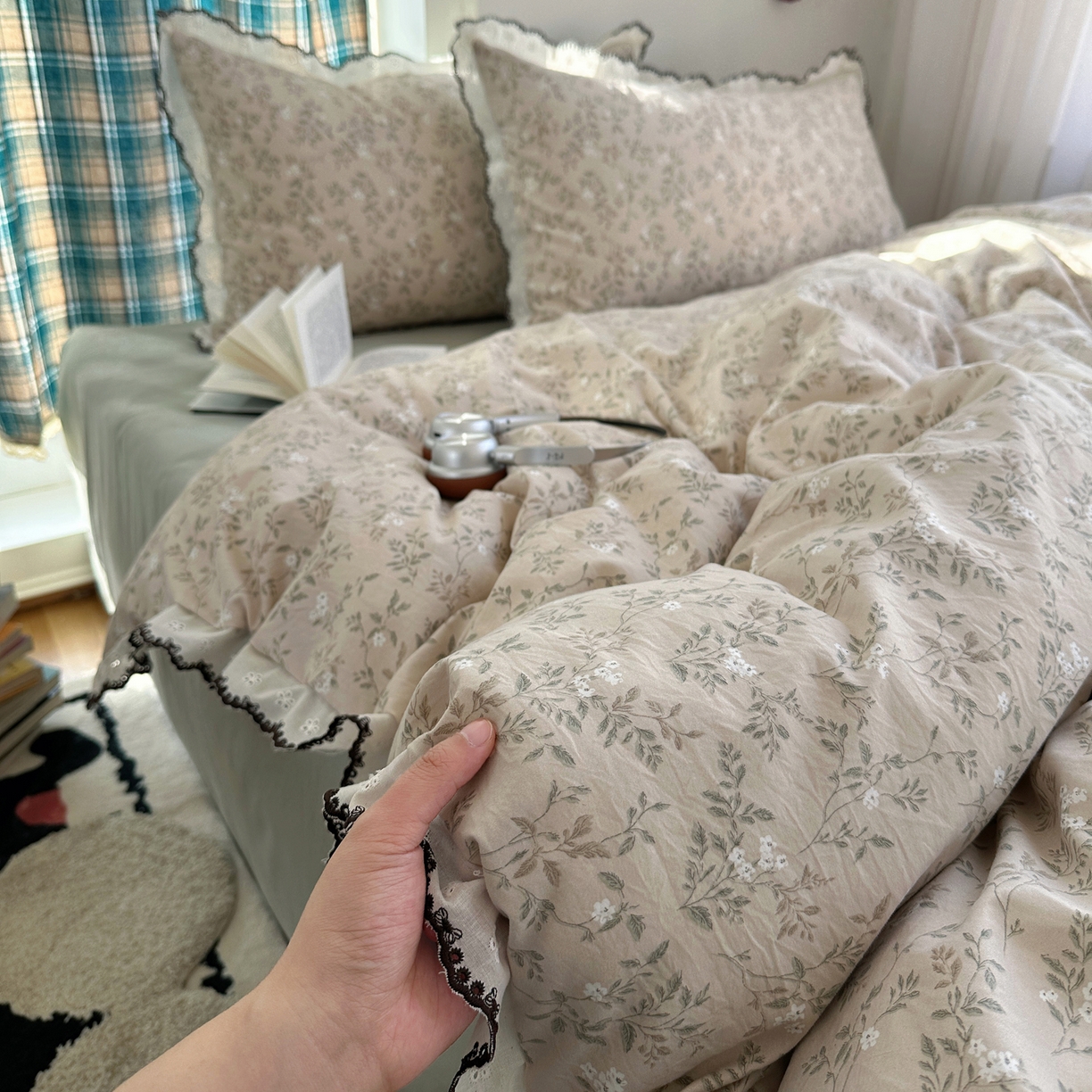 91家纺网 家纺一手货源 找家纺 （总）凯洛奇 2026新款仿棉古法水洗棉复古法式花边四件套