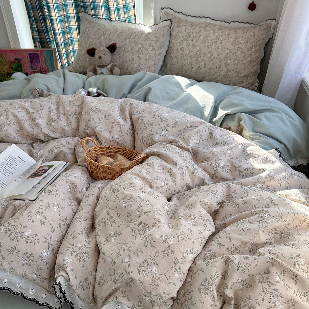 91家纺网 家纺一手货源 找家纺 （总）凯洛奇 2026新款仿棉古法水洗棉复古法式花边四件套