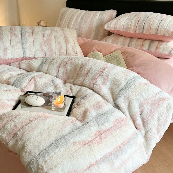 91家纺网 家纺一手货源 找家纺 （总）玖琳家纺 2025新款双面高端高克重‬兔绒毛‬牛奶绒轻奢款四件套- 时光系列