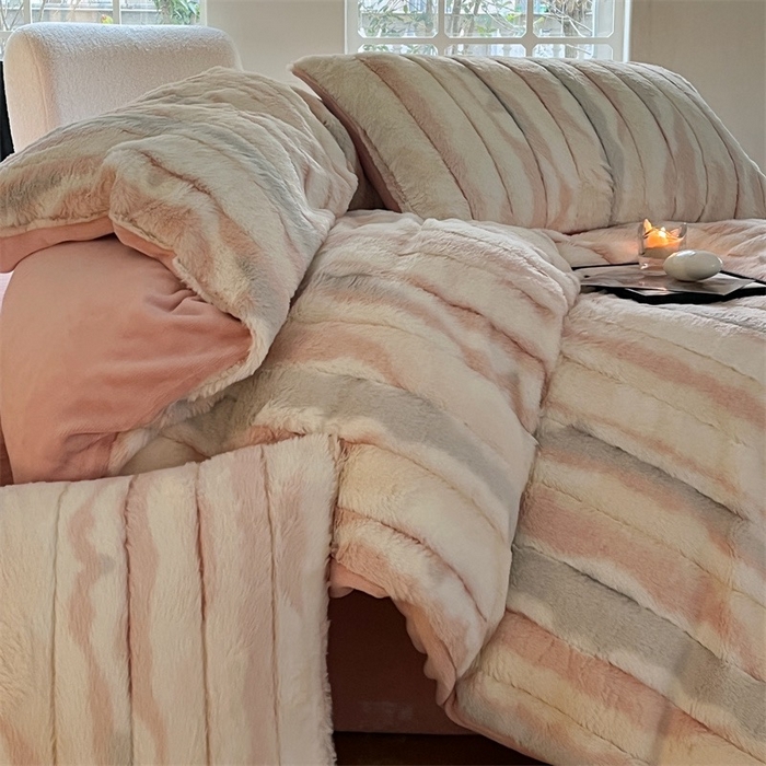 91家纺网 家纺一手货源 找家纺 （总）玖琳家纺 2025新款双面高端高克重‬兔绒毛‬牛奶绒轻奢款四件套- 时光系列