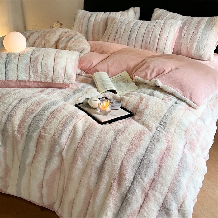 91家纺网 家纺一手货源 找家纺 （总）玖琳家纺 2025新款双面高端高克重‬兔绒毛‬牛奶绒轻奢款四件套- 时光系列