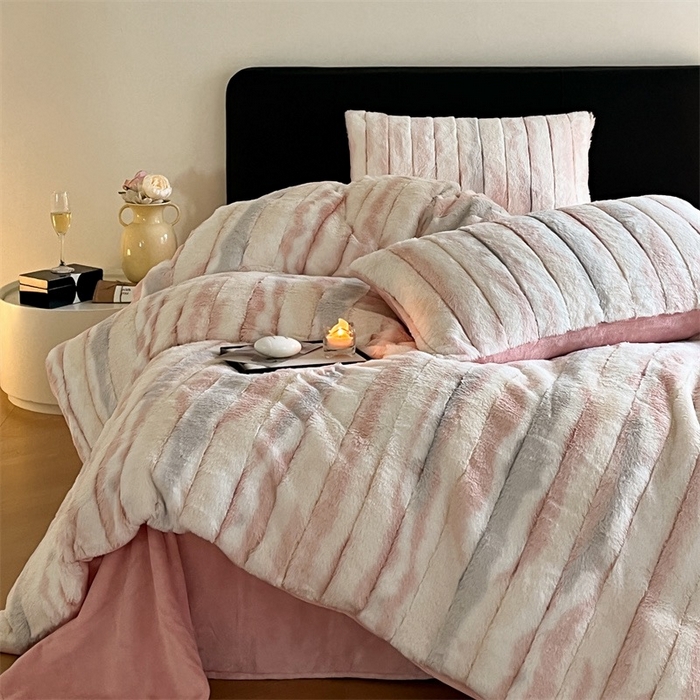 91家纺网 家纺一手货源 找家纺 （总）玖琳家纺 2025新款双面高端高克重‬兔绒毛‬牛奶绒轻奢款四件套- 时光系列