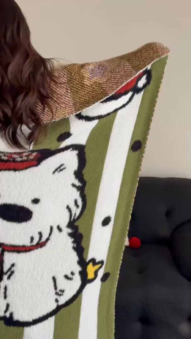 91家纺网 家纺一手货源 找家纺 觅糖家纺 2025新款圣诞限定暖绒盖毯 暖冬小狗