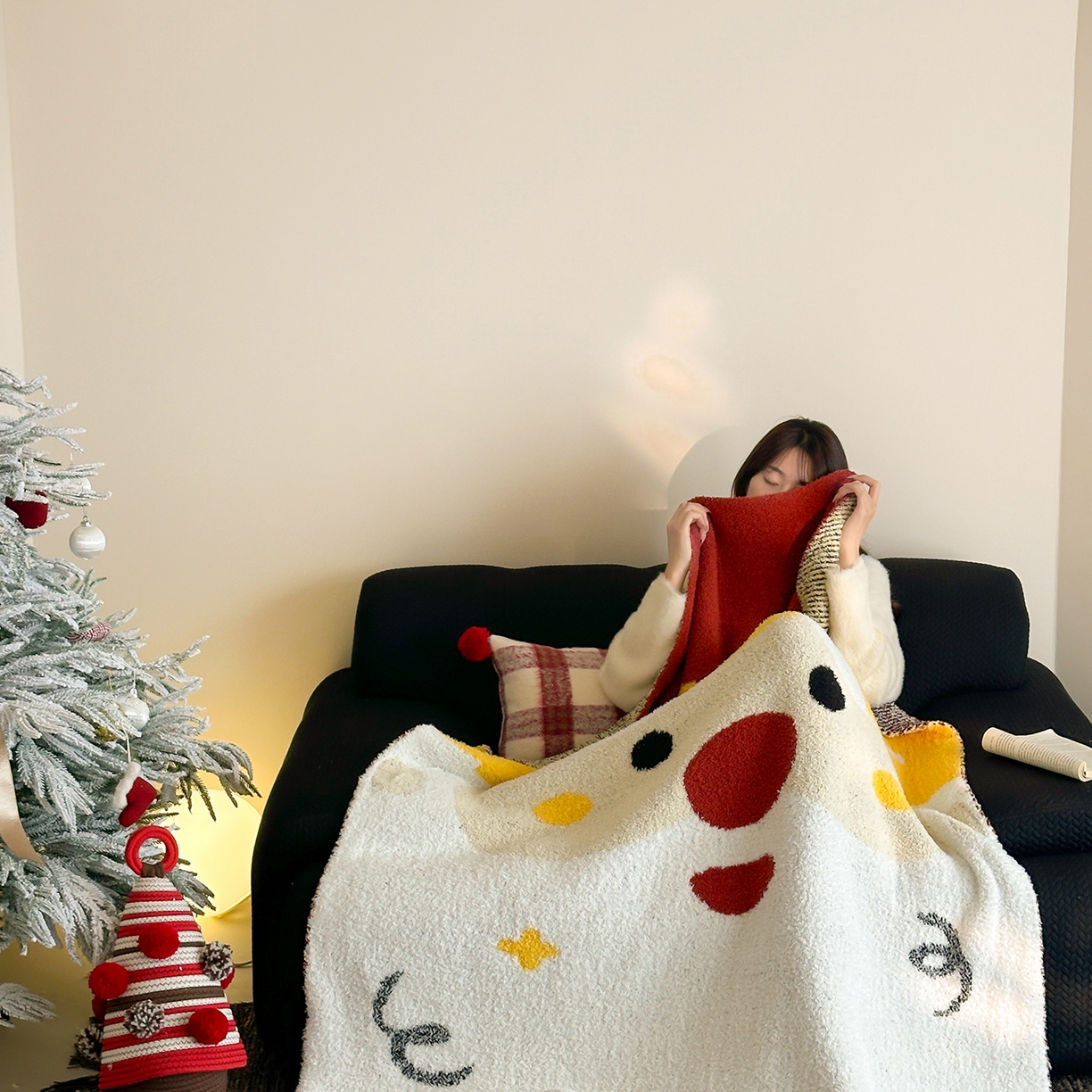91家纺网 家纺一手货源 找家纺 觅糖家纺 2025新款圣诞限定暖绒盖毯 圣诞雪翁