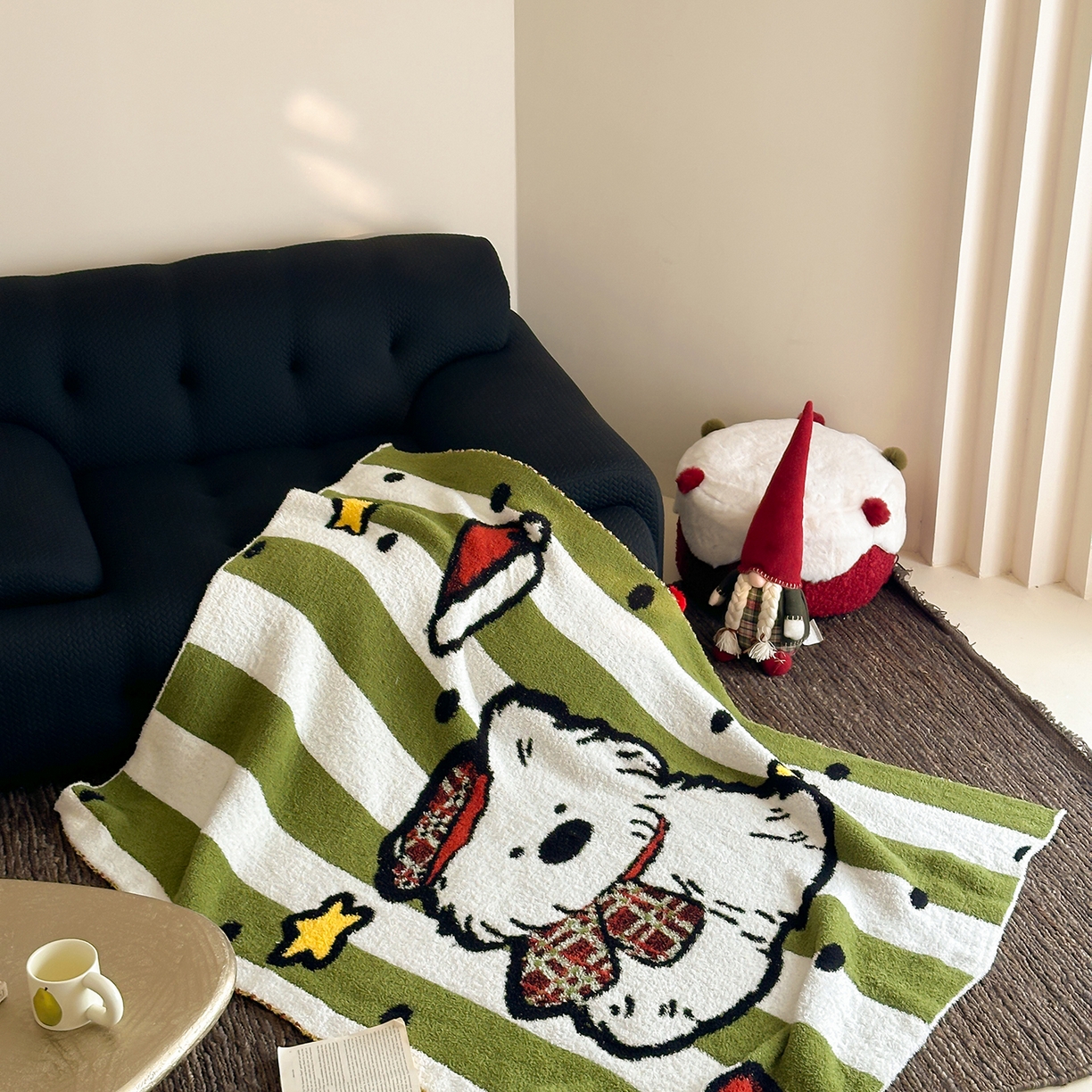 91家纺网 家纺一手货源 找家纺 觅糖家纺 2025新款圣诞限定暖绒盖毯 暖冬小狗