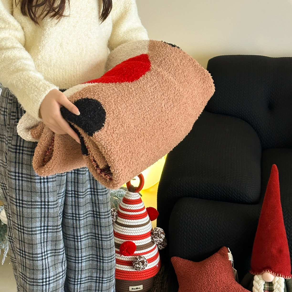 91家纺网 家纺一手货源 找家纺 （总）觅糖家纺 2025新款圣诞限定暖绒盖毯