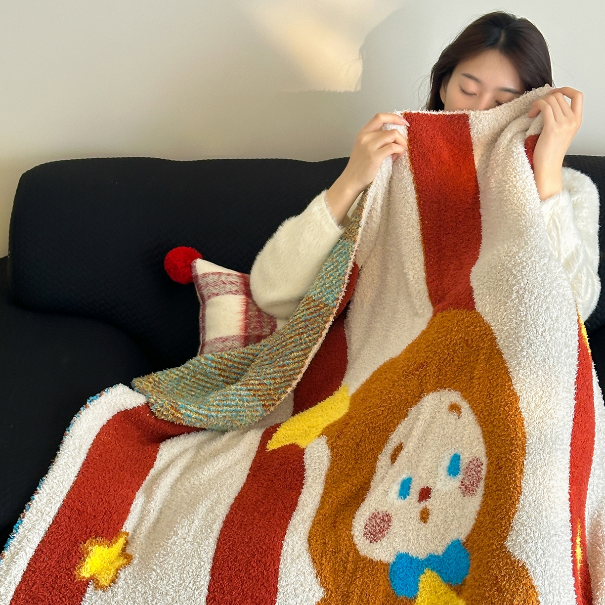 91家纺网 家纺一手货源 找家纺 觅糖家纺 2025新款圣诞限定暖绒盖毯 星愿熊仔