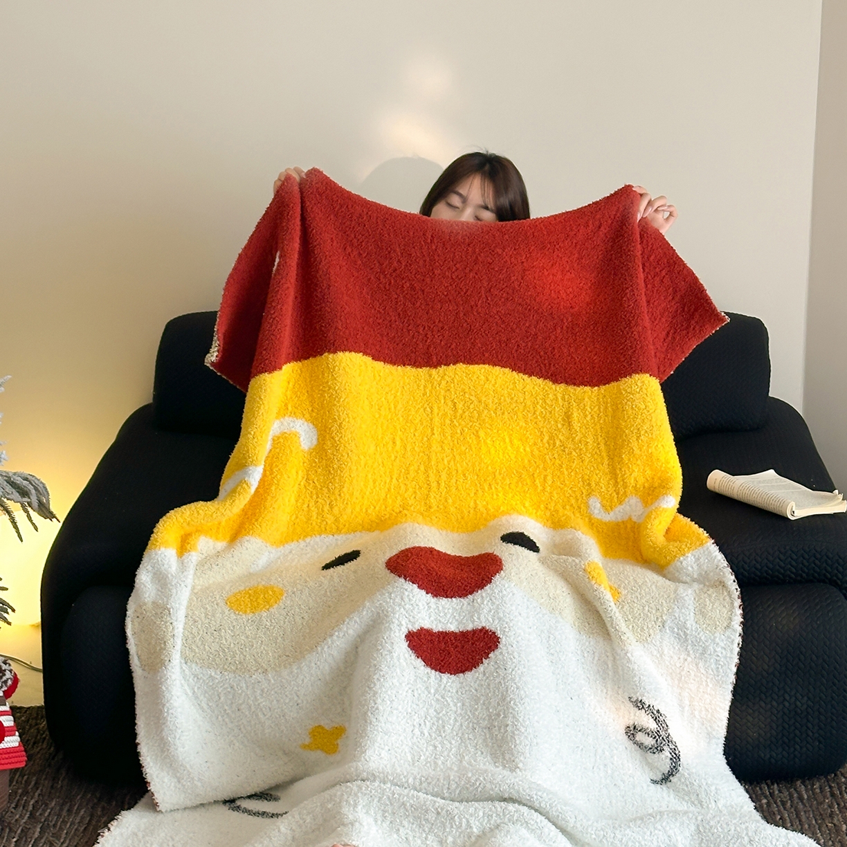 91家纺网 家纺一手货源 找家纺 觅糖家纺 2025新款圣诞限定暖绒盖毯 圣诞雪翁