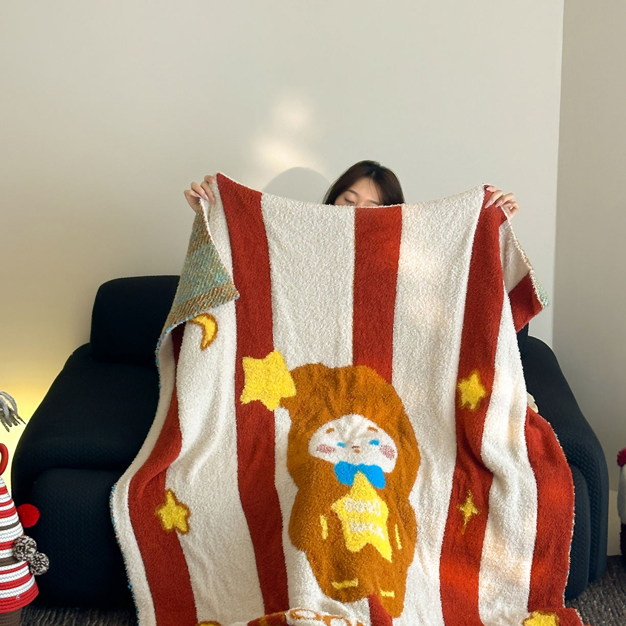 91家纺网 家纺一手货源 找家纺 觅糖家纺 2025新款圣诞限定暖绒盖毯 星愿熊仔