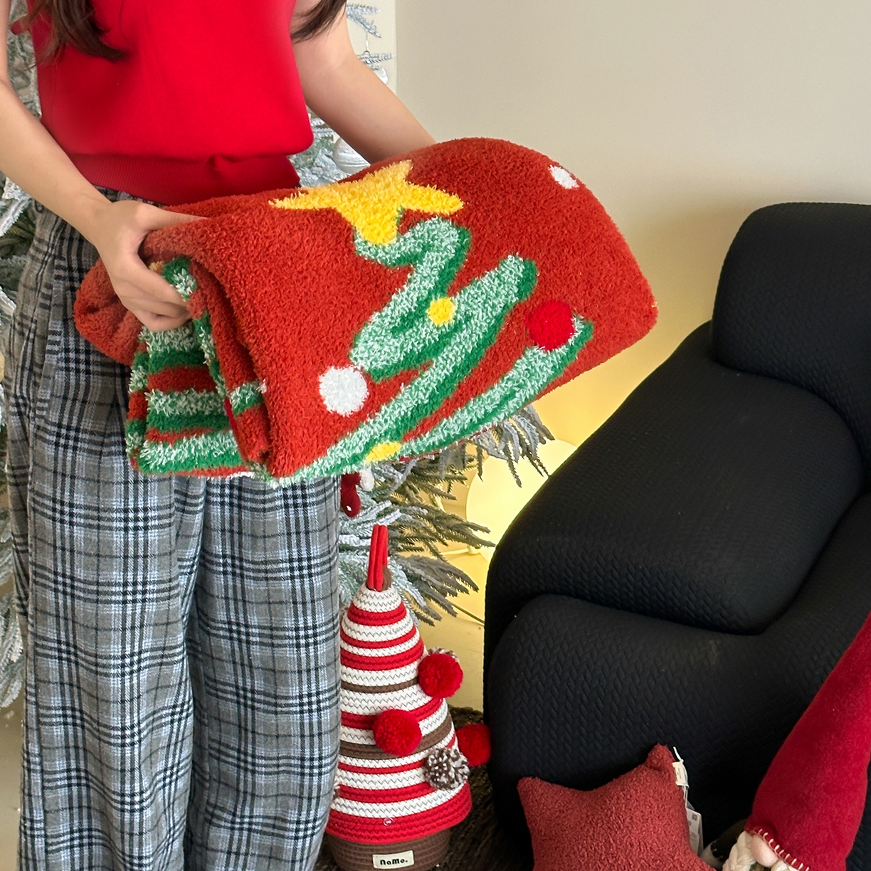 91家纺网 家纺一手货源 找家纺 （总）觅糖家纺 2025新款圣诞限定暖绒盖毯