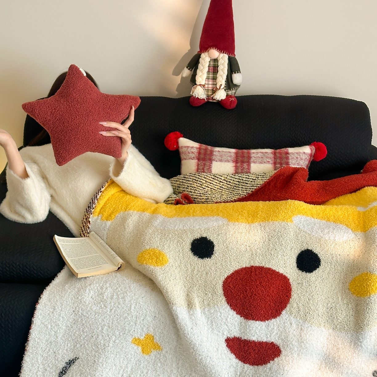 91家纺网 家纺一手货源 找家纺 觅糖家纺 2025新款圣诞限定暖绒盖毯 圣诞雪翁
