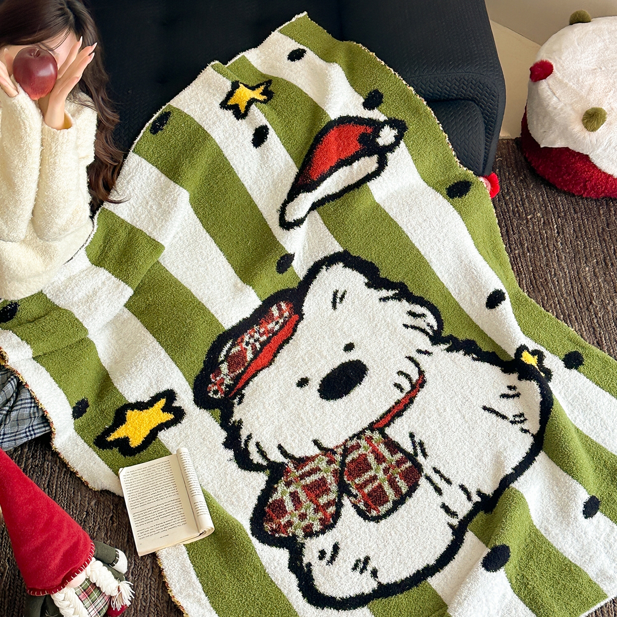 91家纺网 家纺一手货源 找家纺 觅糖家纺 2025新款圣诞限定暖绒盖毯 暖冬小狗