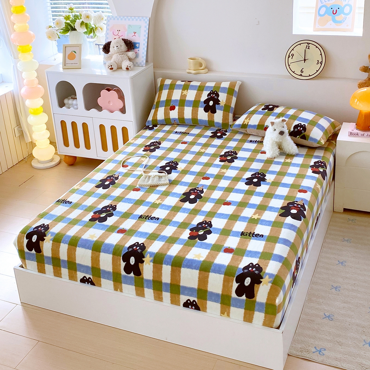 91家纺网 家纺一手货源 找家纺 （总）葡萄家 2025年新款新增花型牛奶绒印花单床笠萌系卡通单品床笠床笠单件