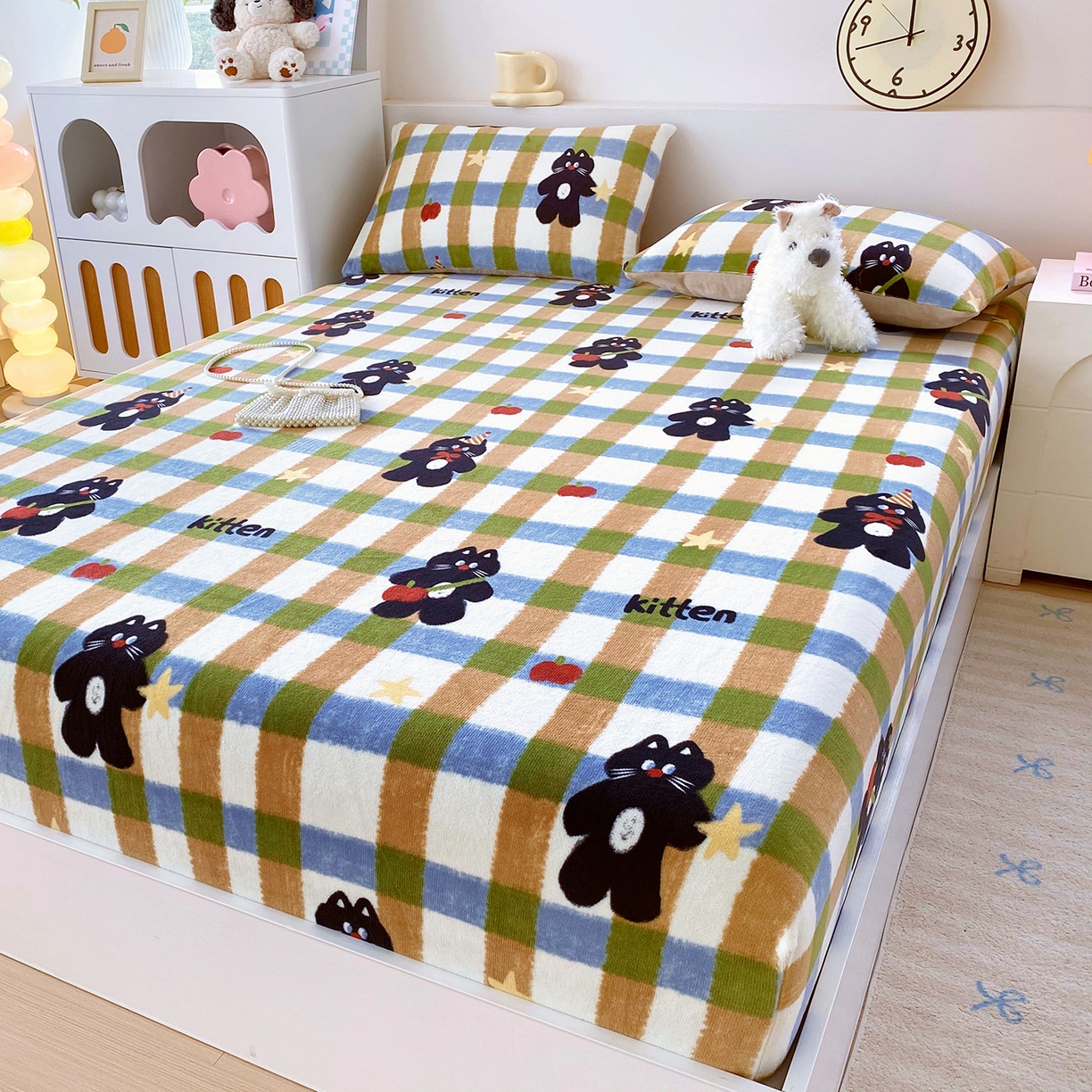 91家纺网 家纺一手货源 找家纺 （总）葡萄家 2025年新款新增花型牛奶绒印花单床笠萌系卡通单品床笠床笠单件