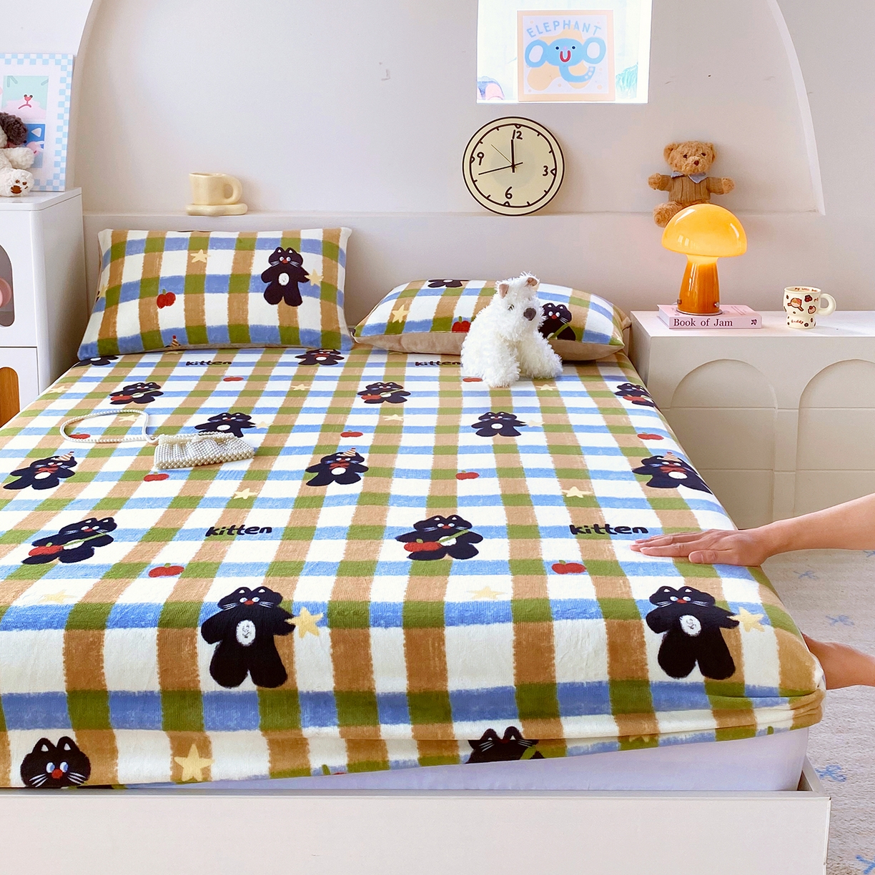 91家纺网 家纺一手货源 找家纺 （总）葡萄家 2025年新款新增花型牛奶绒印花单床笠萌系卡通单品床笠床笠单件