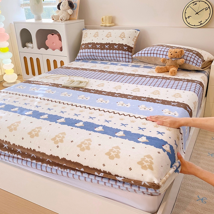 91家纺网 家纺一手货源 找家纺 （总）葡萄家 2025年新款新增花型牛奶绒印花单床笠萌系卡通单品床笠床笠单件