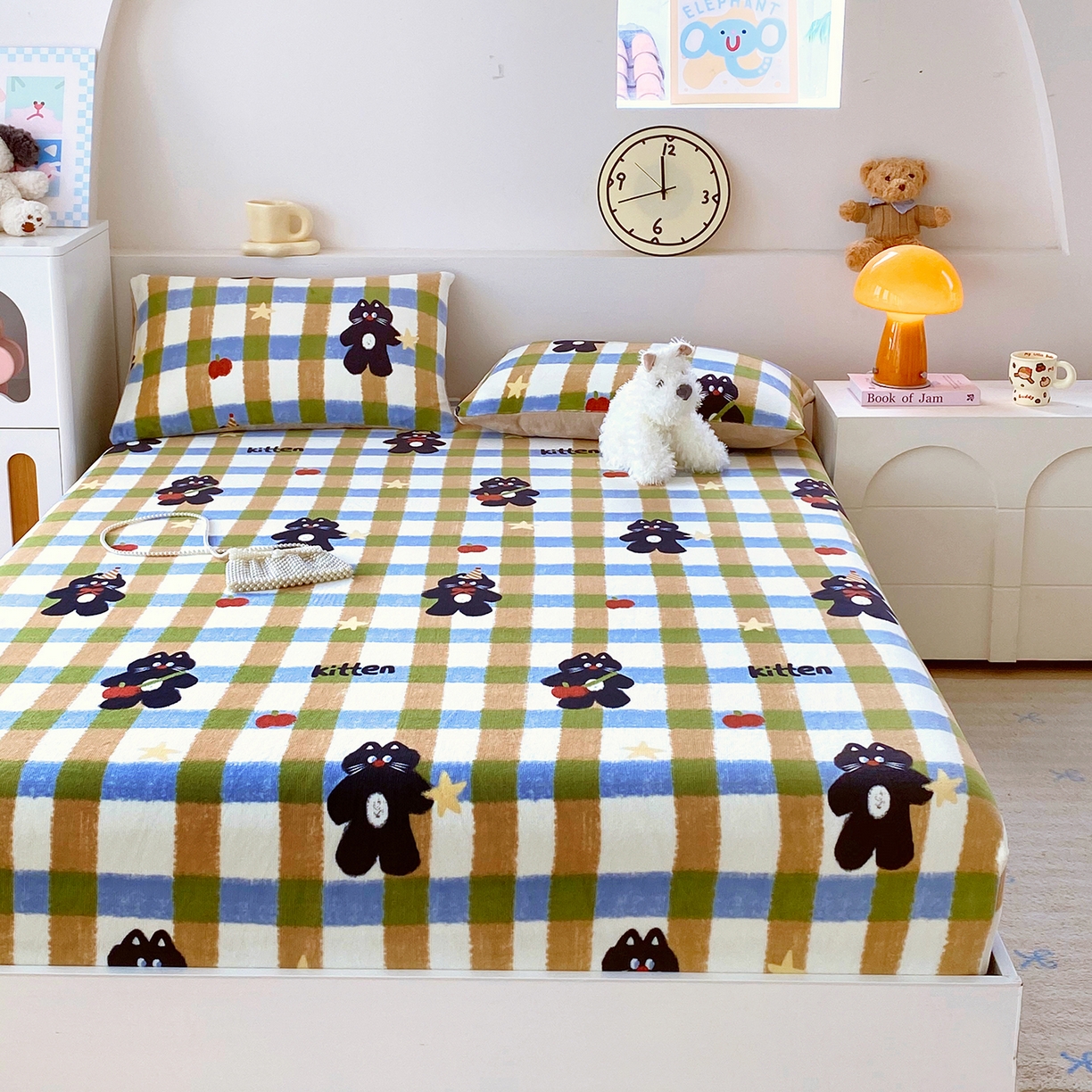 91家纺网 家纺一手货源 找家纺 （总）葡萄家 2025年新款新增花型牛奶绒印花单床笠萌系卡通单品床笠床笠单件