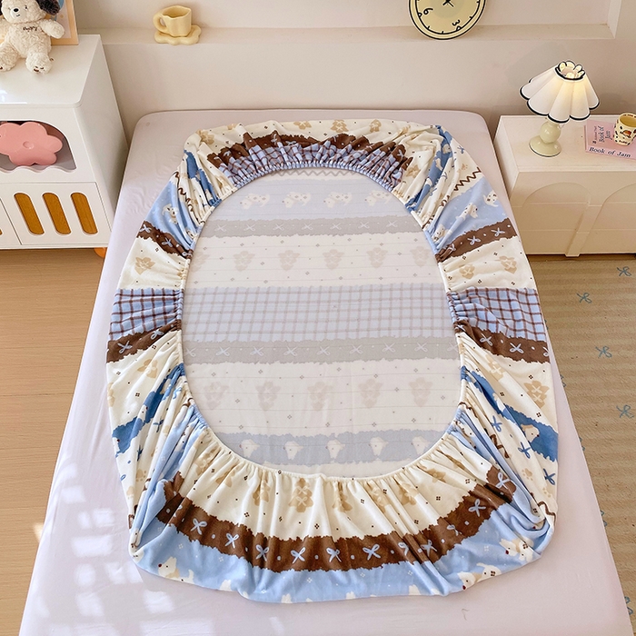 91家纺网 家纺一手货源 找家纺 葡萄家 2025年新款新增花型牛奶绒印花单床笠萌系卡通单品床笠床笠单件 波西狗