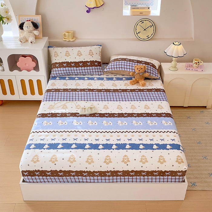 91家纺网 家纺一手货源 找家纺 葡萄家 2025年新款新增花型牛奶绒印花单床笠萌系卡通单品床笠床笠单件 波西狗