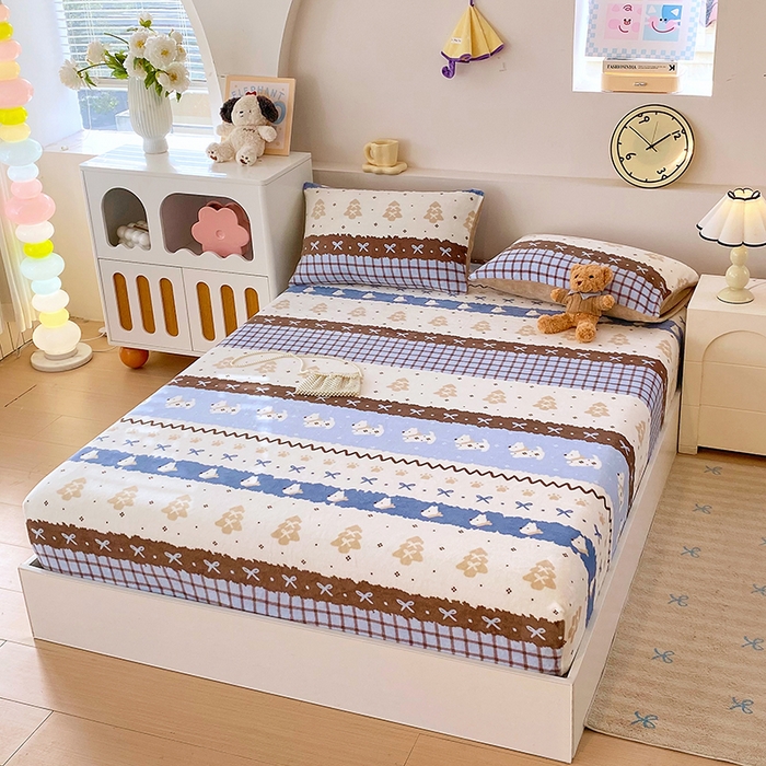 91家纺网 家纺一手货源 找家纺 葡萄家 2025年新款新增花型牛奶绒印花单床笠萌系卡通单品床笠床笠单件 波西狗