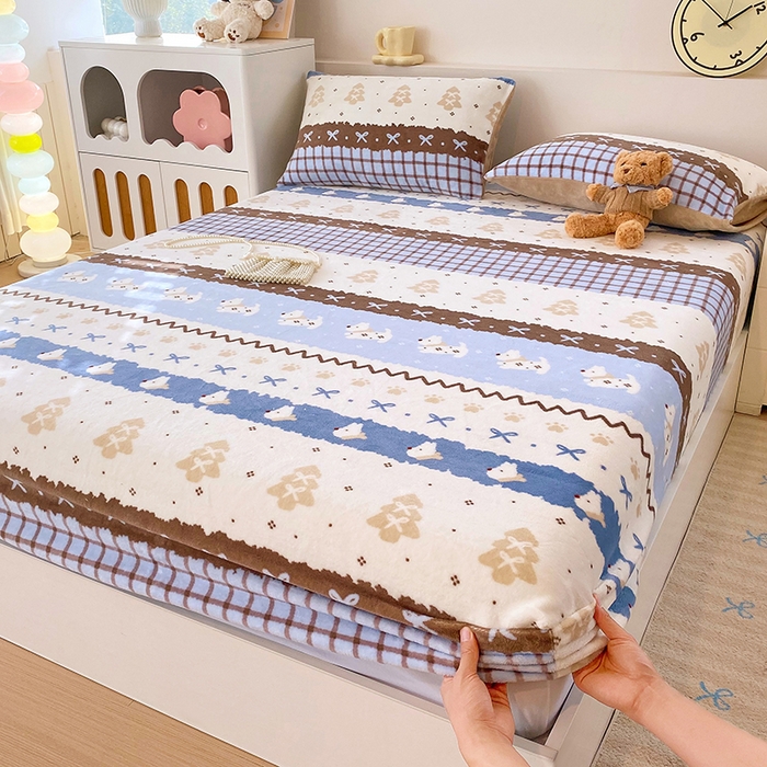 91家纺网 家纺一手货源 找家纺 葡萄家 2025年新款新增花型牛奶绒印花单床笠萌系卡通单品床笠床笠单件 波西狗