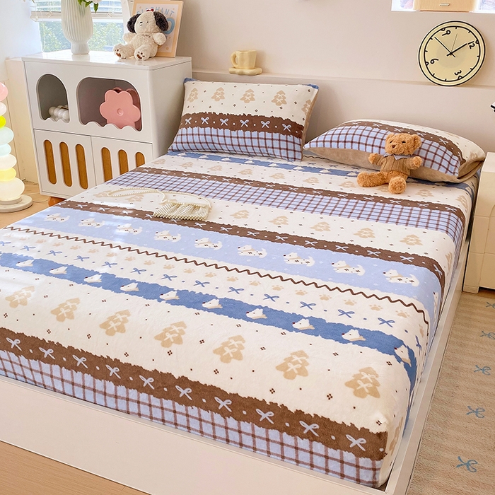 91家纺网 家纺一手货源 找家纺 葡萄家 2025年新款新增花型牛奶绒印花单床笠萌系卡通单品床笠床笠单件 波西狗