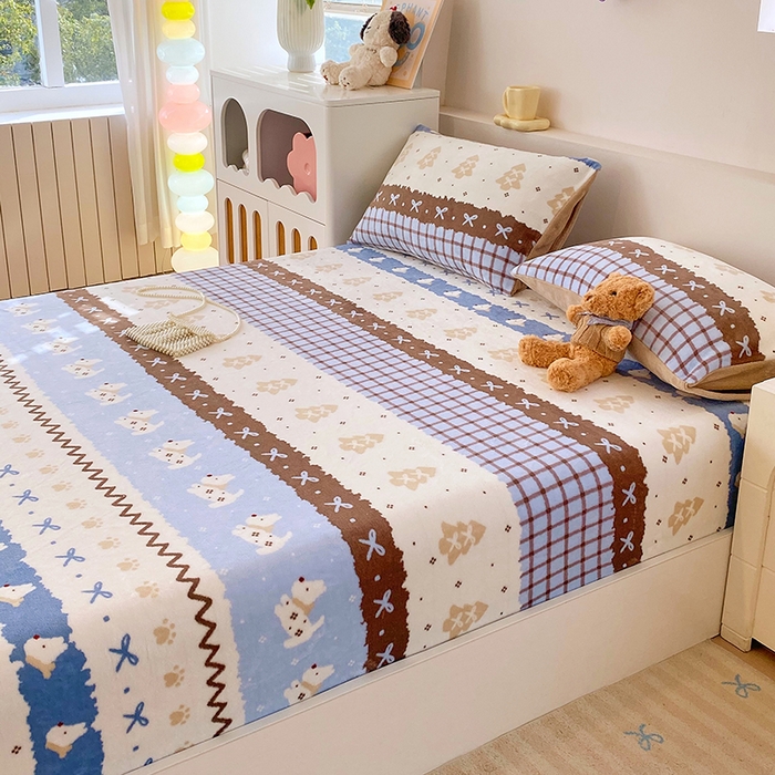 91家纺网 家纺一手货源 找家纺 葡萄家 2025年新款新增花型牛奶绒印花单床笠萌系卡通单品床笠床笠单件 波西狗