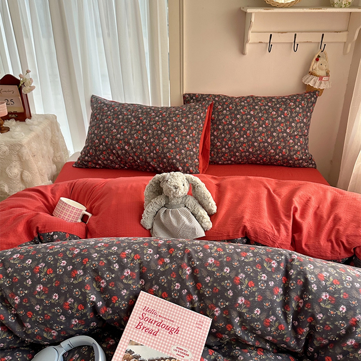 91家纺网 家纺一手货源 找家纺 （总）贝扬思家纺 2025新款敲可爱的奶呼呼云感双层纱简约四件套系列-超级治愈~