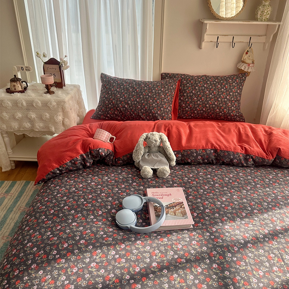 91家纺网 家纺一手货源 找家纺 （总）贝扬思家纺 2025新款敲可爱的奶呼呼云感双层纱简约四件套系列-超级治愈~