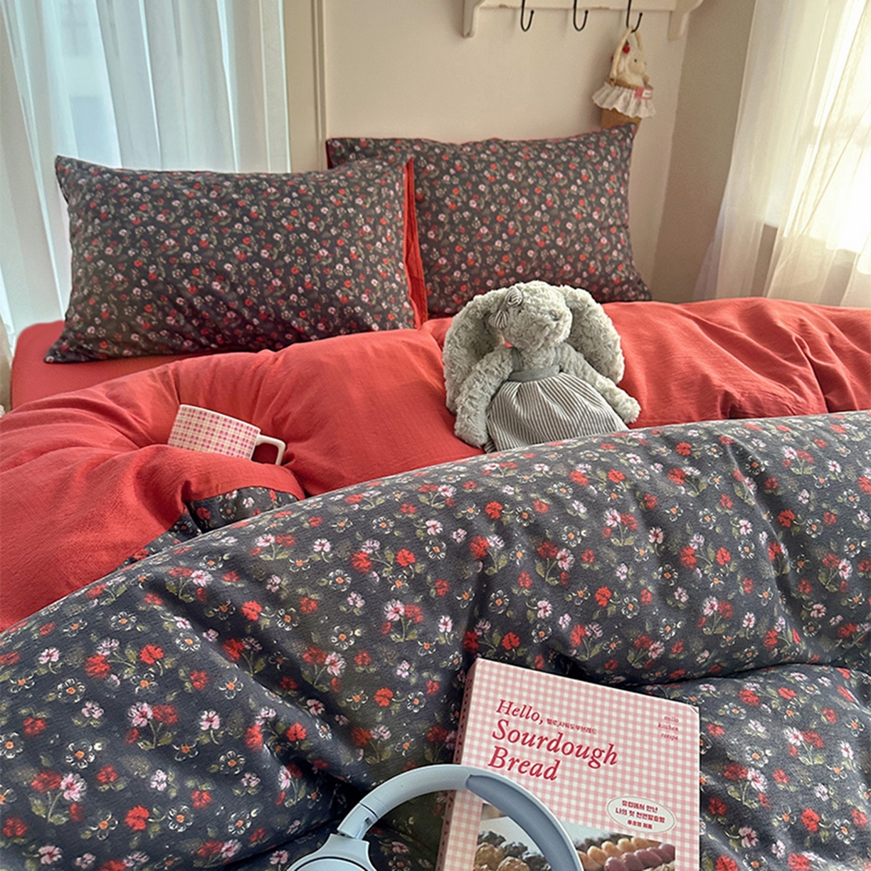 91家纺网 家纺一手货源 找家纺 （总）贝扬思家纺 2025新款敲可爱的奶呼呼云感双层纱简约四件套系列-超级治愈~