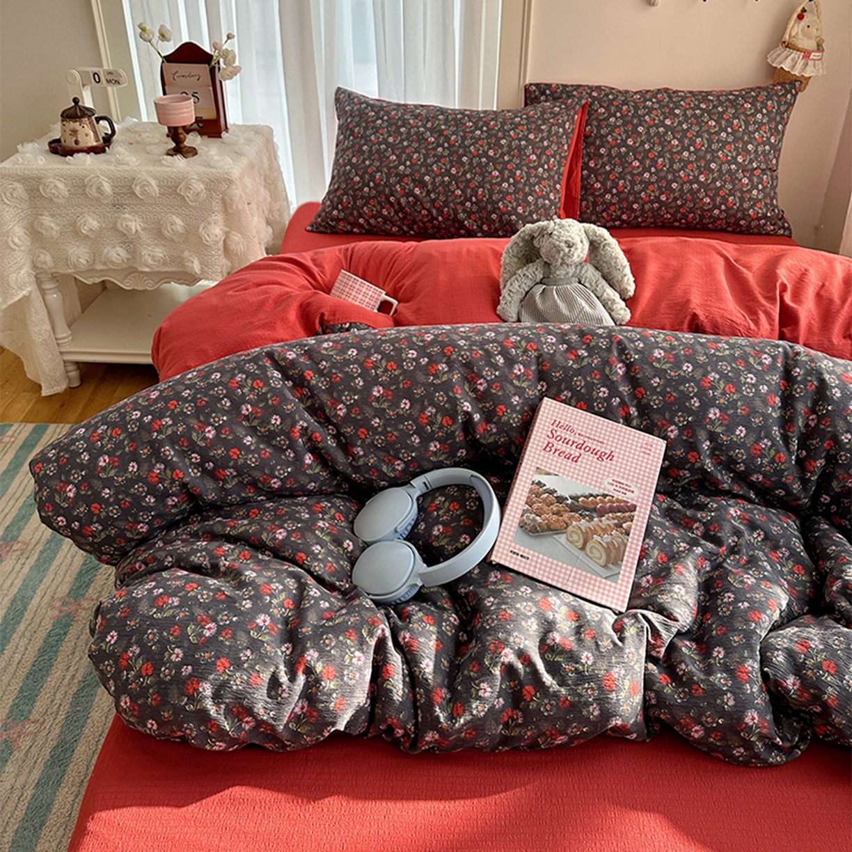 91家纺网 家纺一手货源 找家纺 （总）贝扬思家纺 2025新款敲可爱的奶呼呼云感双层纱简约四件套系列-超级治愈~