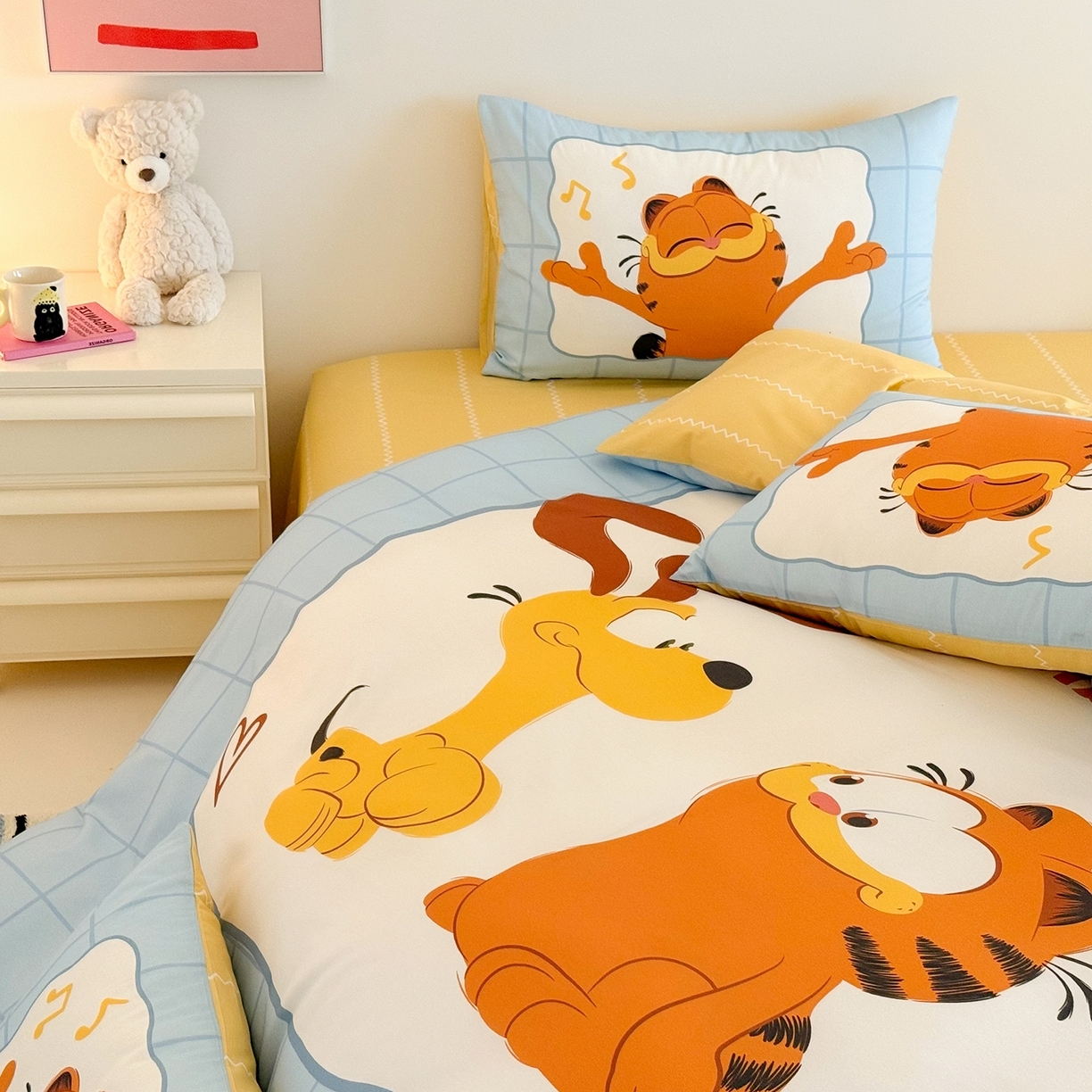 91家纺网 家纺一手货源 找家纺 （总）锦彩家居 2025新款全棉数码印花卡通四件套-加菲猫系列