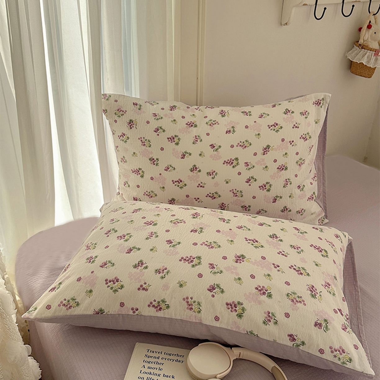 91家纺网 家纺一手货源 找家纺 贝扬思家纺 2025新款敲可爱的奶呼呼云感双层纱简约四件套系列-超级治愈~ 葡萄多多