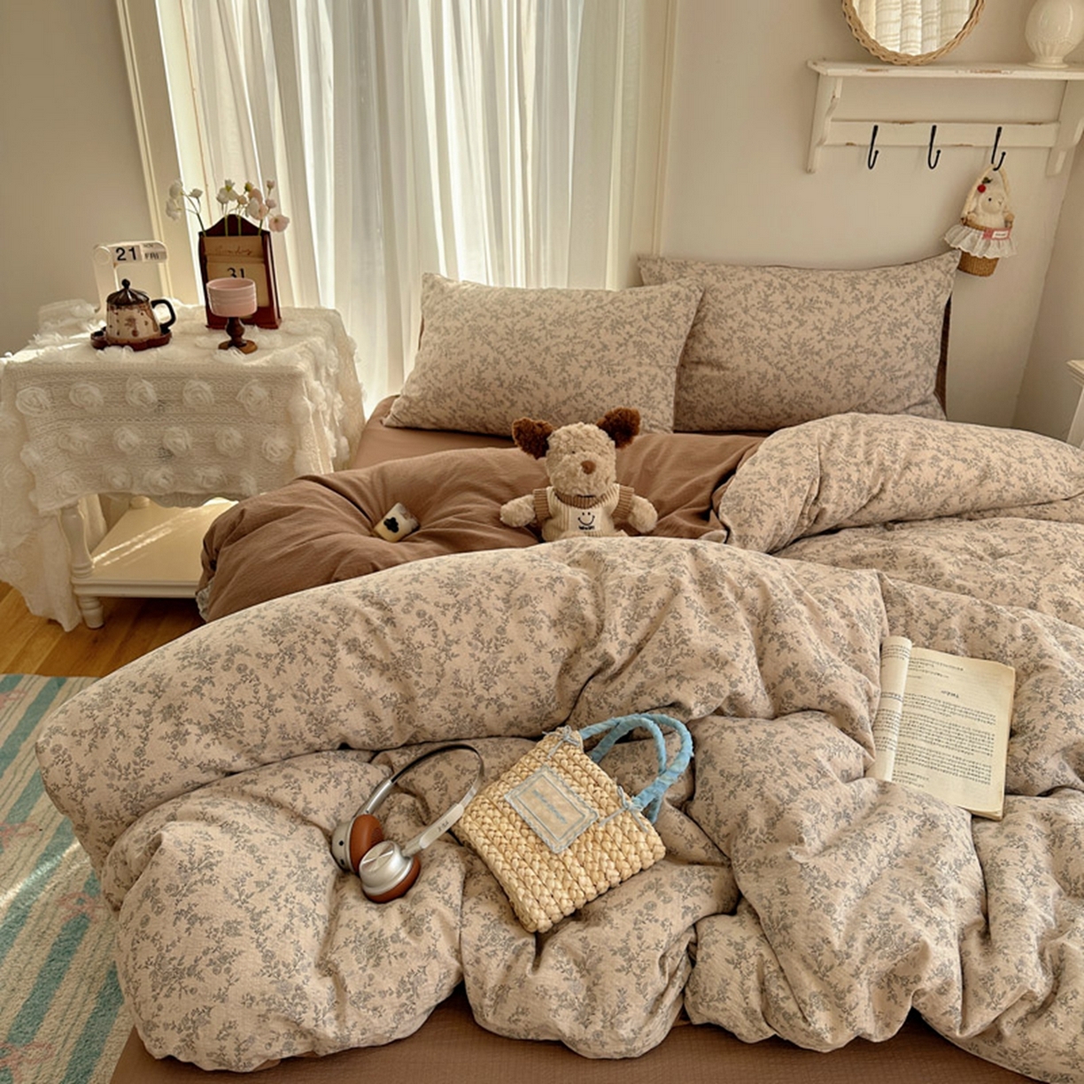 91家纺网 家纺一手货源 找家纺 贝扬思家纺 2025新款敲可爱的奶呼呼云感双层纱简约四件套系列-超级治愈~ 竹歆花语