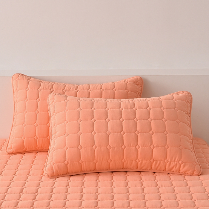 91家纺网 家纺一手货源 找家纺 优品惠 2025新款A类原棉夹棉床笠系列 橘色