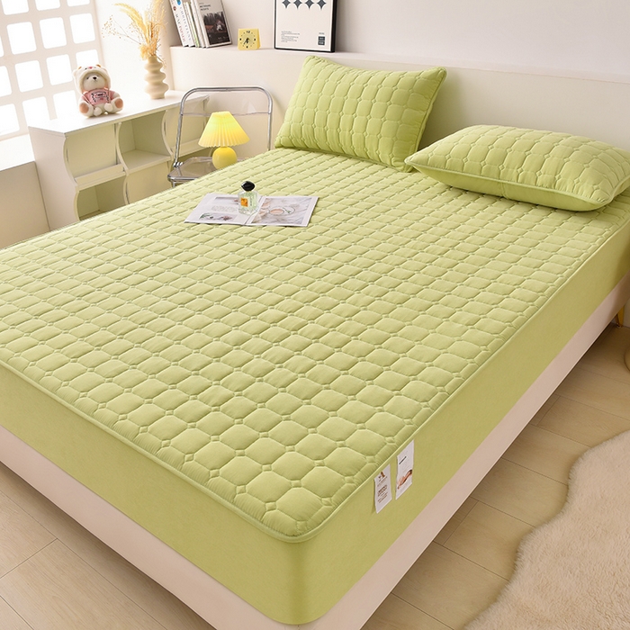 91家纺网 家纺一手货源 找家纺 优品惠 2025新款A类原棉夹棉床笠系列 绿色