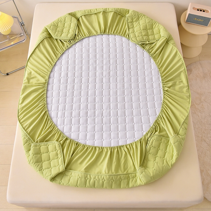 91家纺网 家纺一手货源 找家纺 优品惠 2025新款A类原棉夹棉床笠系列 绿色