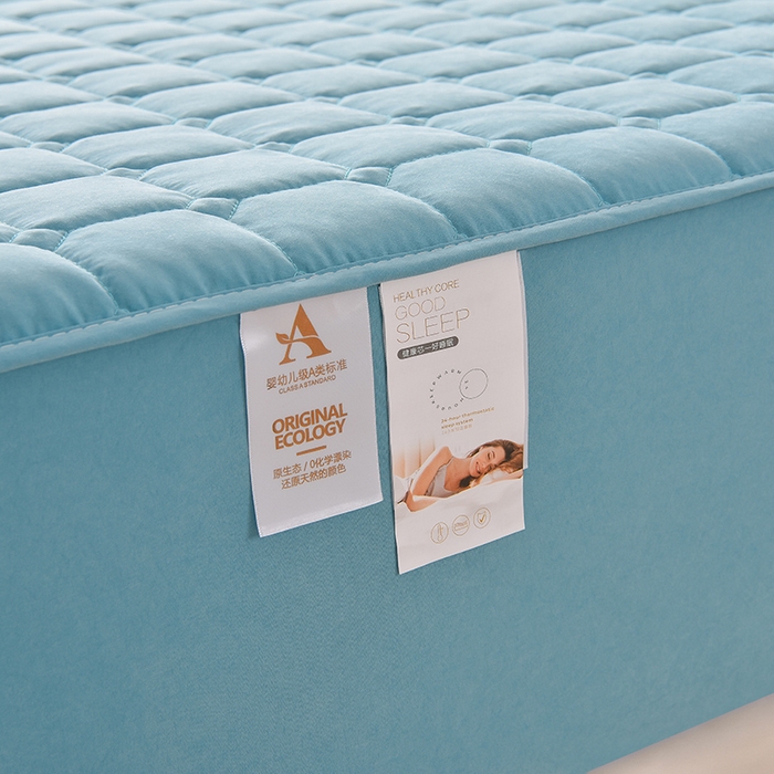 91家纺网 家纺一手货源 找家纺 优品惠 2025新款A类原棉夹棉床笠系列 天蓝