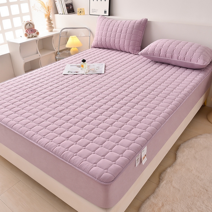 91家纺网 家纺一手货源 找家纺 优品惠 2025新款A类原棉夹棉床笠系列 紫色