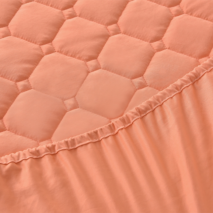 91家纺网 家纺一手货源 找家纺 优品惠 2025新款A类原棉夹棉床笠系列 橘色