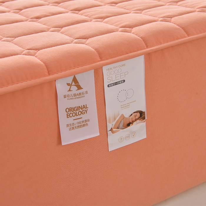 91家纺网 家纺一手货源 找家纺 优品惠 2025新款A类原棉夹棉床笠系列 橘色