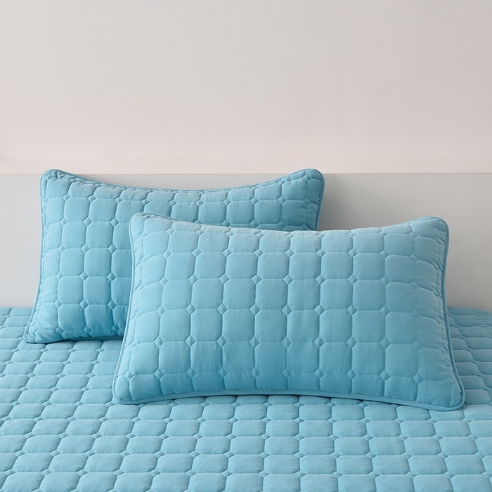 91家纺网 家纺一手货源 找家纺 优品惠 2025新款A类原棉夹棉床笠系列 天蓝