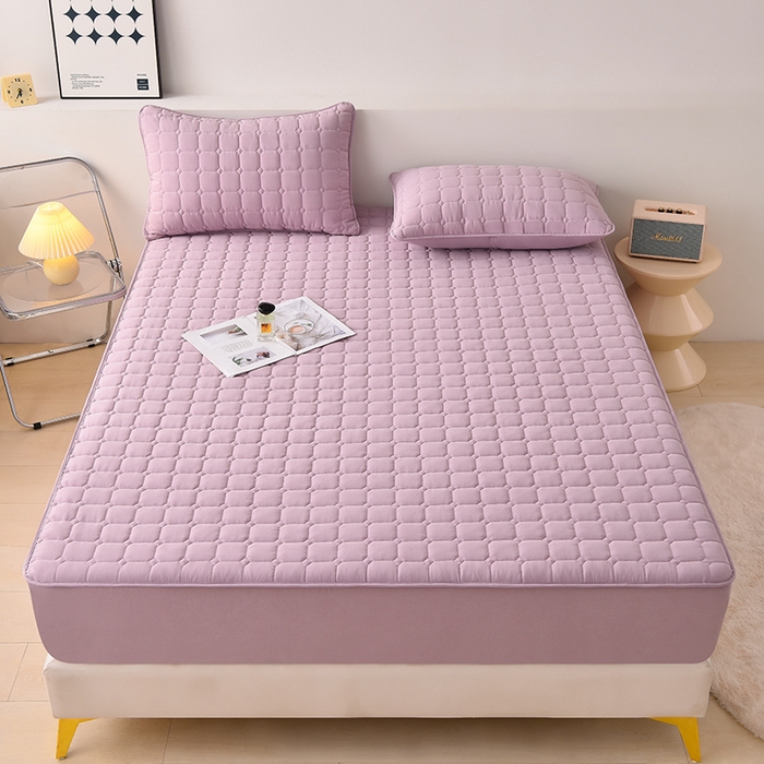 91家纺网 家纺一手货源 找家纺 优品惠 2025新款A类原棉夹棉床笠系列 紫色