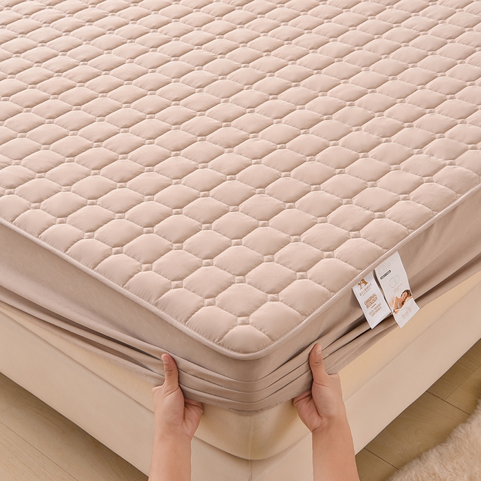 91家纺网 家纺一手货源 找家纺 优品惠 2025新款A类原棉夹棉床笠系列 卡其