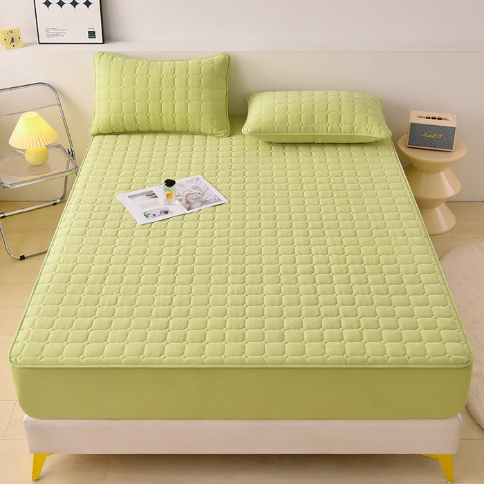 91家纺网 家纺一手货源 找家纺 优品惠 2025新款A类原棉夹棉床笠系列 绿色